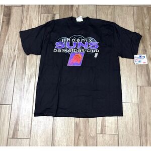Vintage Phoenix Suns Basketball Club NBA T Shirt NWT 90s Logo Athletic Black XL